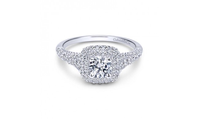 Gabriel & Co. 14k White Gold Contemporary Double Halo Engagement Ring