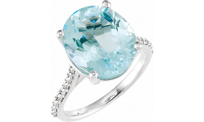 14K White Sky Blue Topaz & 1/4 CTW Diamond Ring