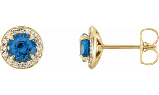 14K Yellow 5 mm Round Sapphire & 1/8 CTW Diamond Earrings