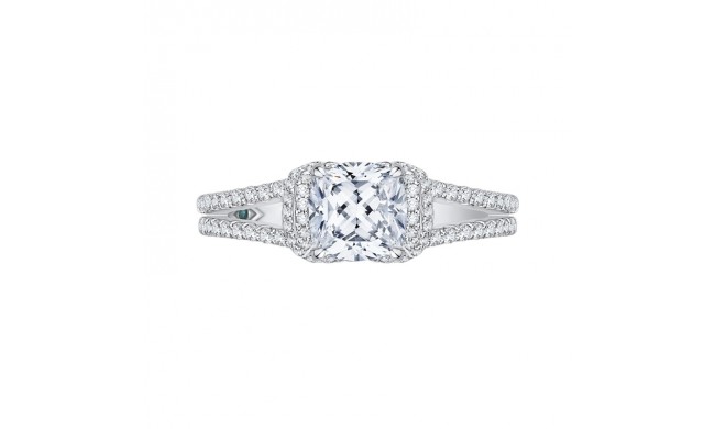 Shah Luxury 14K White Gold Cushion Cut Diamond Engagement Ring with Split Shank (Semi-Mount)