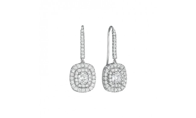Henri Daussi 14k White Gold Diamond Drop Earrings