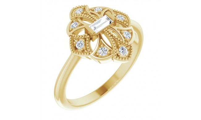 14K Yellow 1/6 CTW Diamond Vintage-Inspired Ring