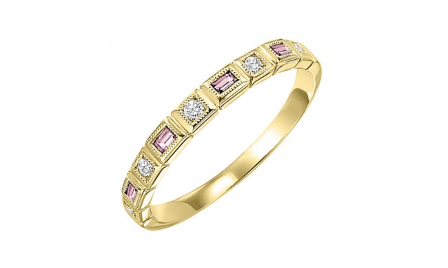 Gems One 10Kt Yellow Gold Diamond (1/10Ctw) & Pink Tourmaline (1/6 Ctw) Ring