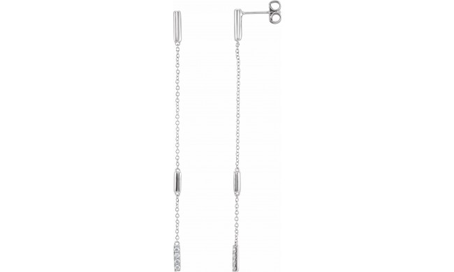 14K White 1/10 CTW Diamond Chain Earrings