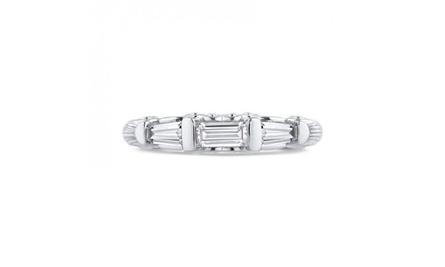 Shah Luxury 14K White Gold Baguette Diamond Wedding Band