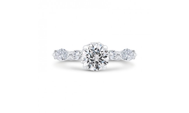 Shah Luxury Round Cut Diamond Floral Engagement Ring In 14K White Gold (Semi-Mount)