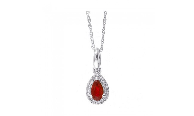 Gems One 10Kt White Gold Diamond (1/20Ctw) & Ruby (1/5 Ctw) Pendant