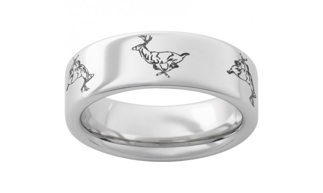 Serinium Pipe Cut Band with Running Deer Laser Engraving