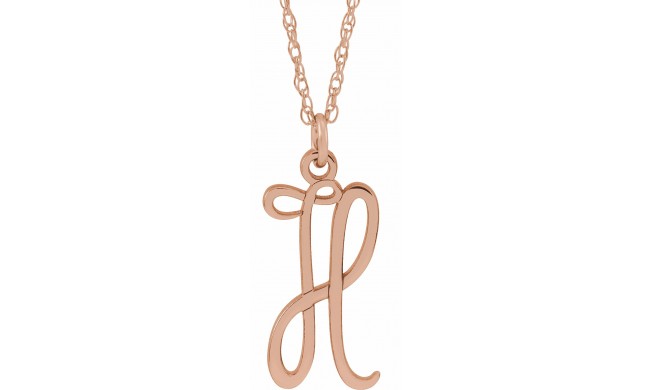 14K Rose Script Initial H 16-18 Necklace