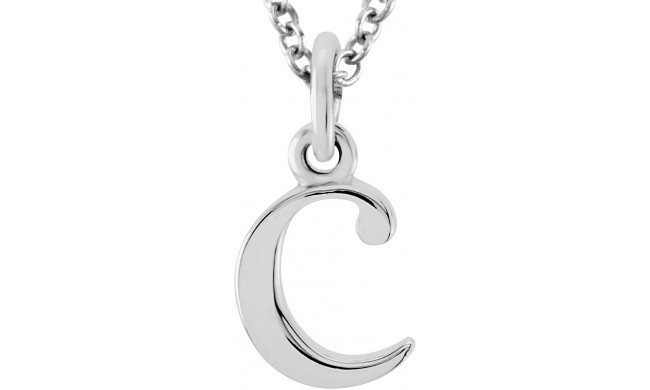 14K White Lowercase Initial c 16 Necklace