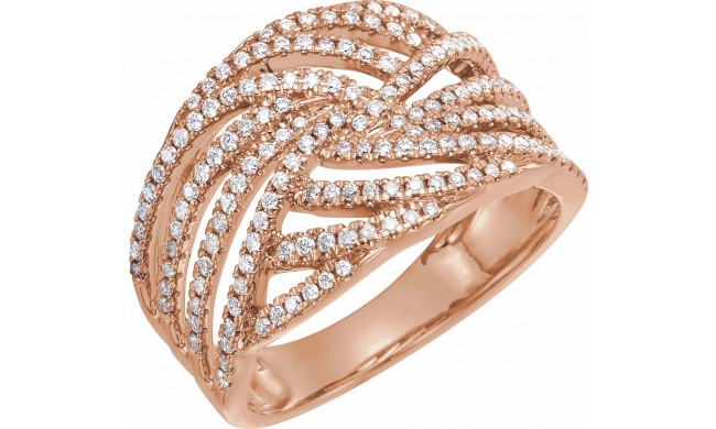 14K Rose 1/2 CTW Diamond Accented Criss-Cross Ring