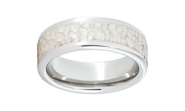 Serinium Pipe Cut Band with a 5mm Sterling Silver Inlay and Hammer Finish