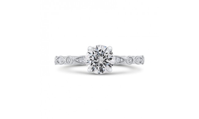 Shah Luxury Round Diamond Engagement Ring In 14K White Gold (Semi-Mount)