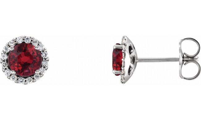 14K White Ruby & 1/6 CTW Diamond Earrings