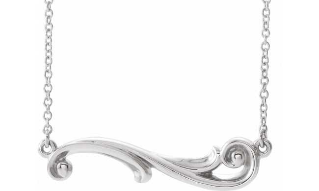 14K White Freeform Bar 18 Necklace