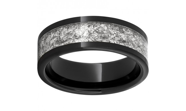 Black Diamond Ceramic Pipe Cut Band with 5mm Silver Leaf Inlay