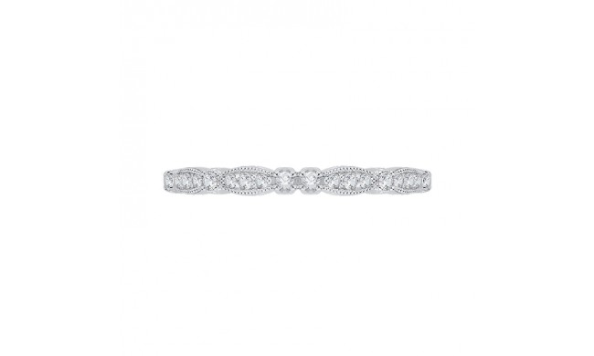 Shah Luxury 14K White Gold Round Diamond Vintage Wedding Band