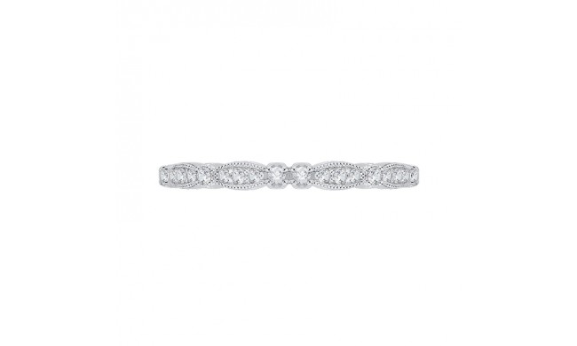 Shah Luxury 14K White Gold Round Diamond Vintage Wedding Band