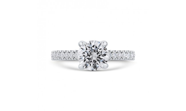 Shah Luxury 14K White Gold Round Diamond Engagement Ring with Euro Shank (Semi-Mount)