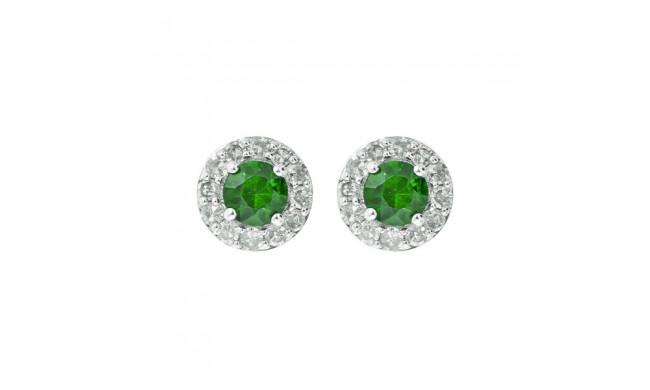 Gems One 10Kt White Gold Diamond (1/6Ctw) & Emerald (1/3 Ctw) Earring