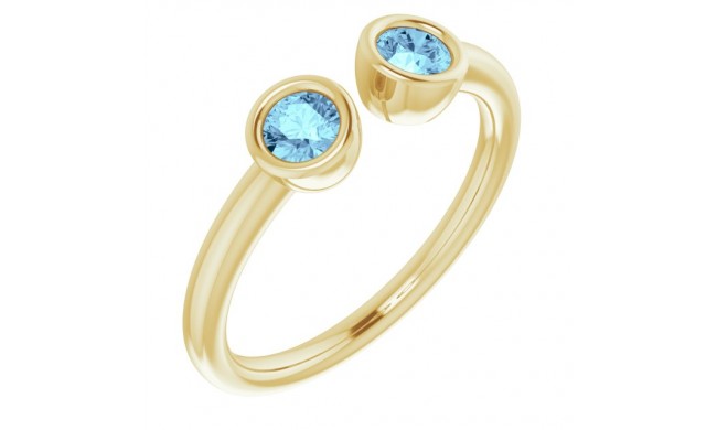 14K Yellow Aquamarine Two-Stone Ring