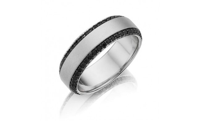 Henri Daussi 7mm Men's Wedding Band MB2 18k Gold White 0.95 Ctw.