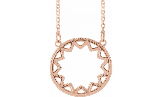 14K Rose Milgrain Sun 16-18 Necklace