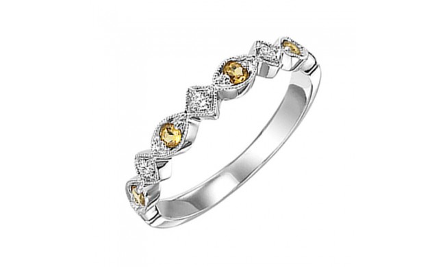 Gems One 10Kt White Gold Diamond (1/20Ctw) & Citrine (1/6 Ctw) Ring