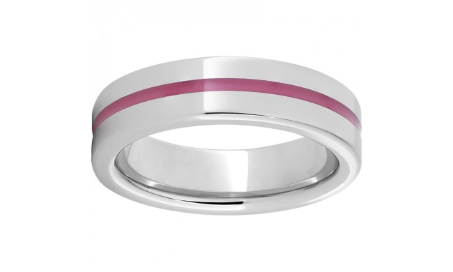 Serinium Pipe Cut Band with Pink Enamel Inlay