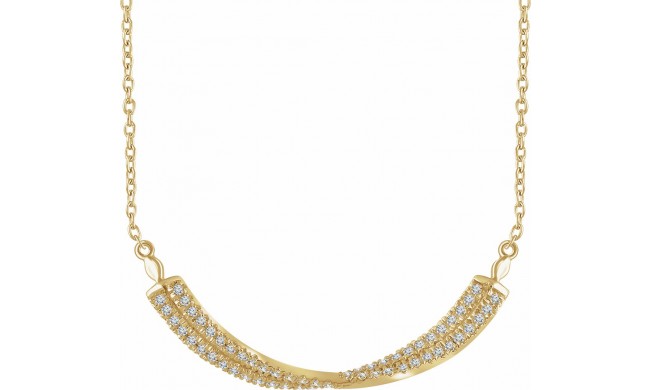 14K Yellow 1/4 CTW Diamond Twisted Bar 16-18 Necklace