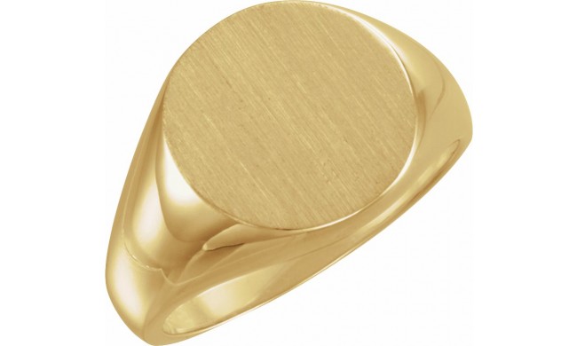 10K Yellow 15 mm Round Signet Ring