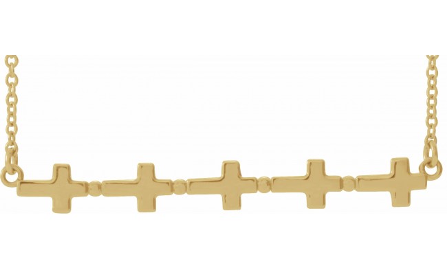 14K Yellow Sideways Cross Bar 18 Necklace