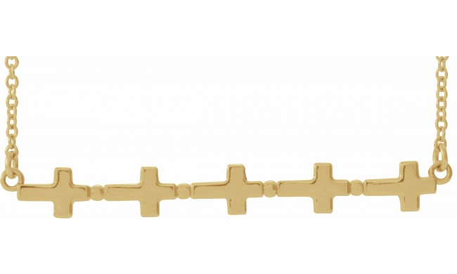 14K Yellow Sideways Cross Bar 18 Necklace