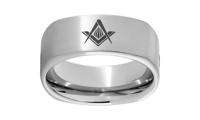 Serinium Square Band with Satin Finish and Masonic Laser Engraving