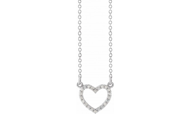 14K White 1/10 CTW Diamond Petite Heart 16 Necklace