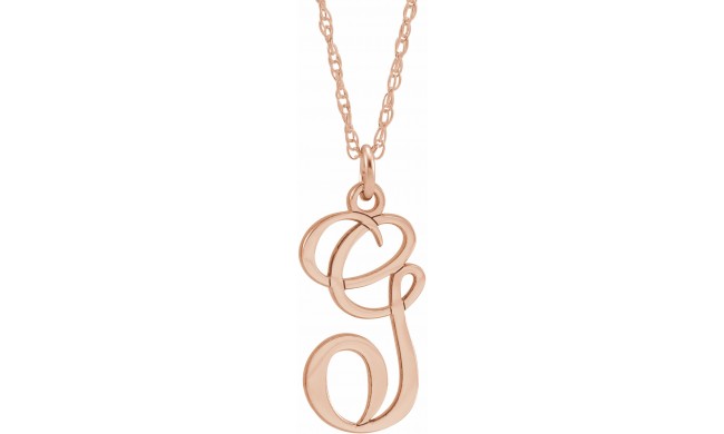 14K Rose Script Initial G 16-18 Necklace