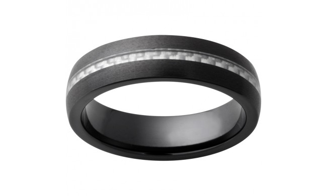 Black Diamond Ceramic Domed Band with 1mm Carbon Fiber Inlay and Satin Finish