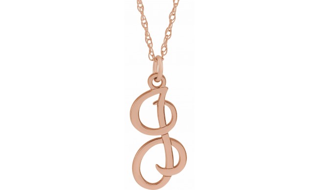 14K Rose Script Initial I 16-18 Necklace