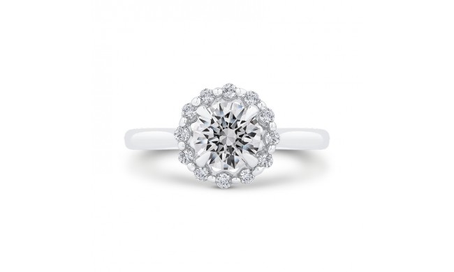 Shah Luxury Round Cut Diamond Floral Engagement Ring In 14K White Gold (Semi-Mount)