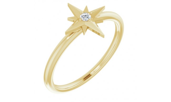 14K Yellow .03 CT Diamond Star Ring