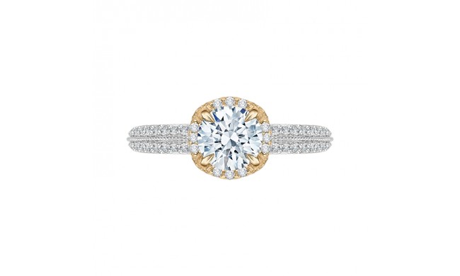 Shah Luxury 14K Two-Tone Gold Euro Shank Round Diamond Engagement Ring (Semi-Mount)