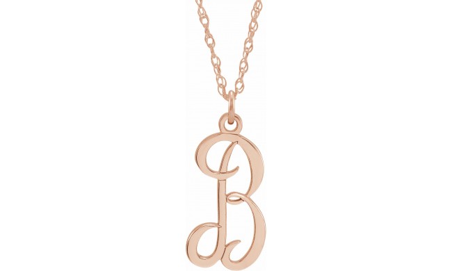 14K Rose Script Initial B 16-18 Necklace