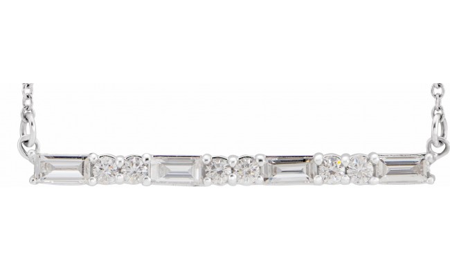 14K White 1/2 CTW Diamond Bar 16-18 Necklace
