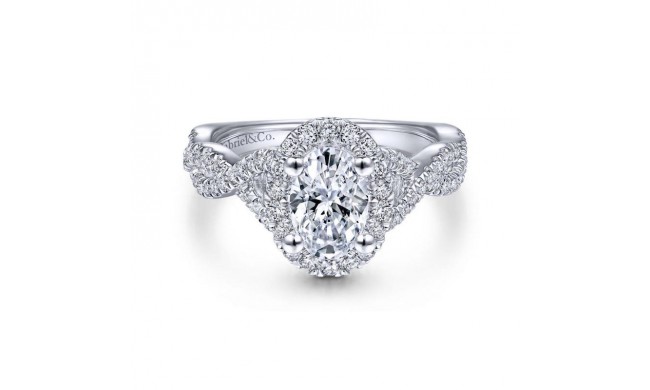Gabriel & Co. 14k White Gold Contemporary Halo Engagement Ring