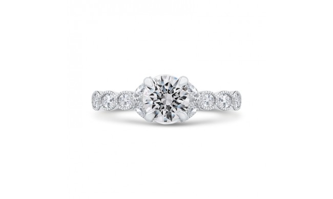 Shah Luxury 14K White Gold Split Shank Round Diamond Engagement Ring (Semi-Mount)