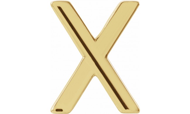 14K Yellow Single Initial X Earring