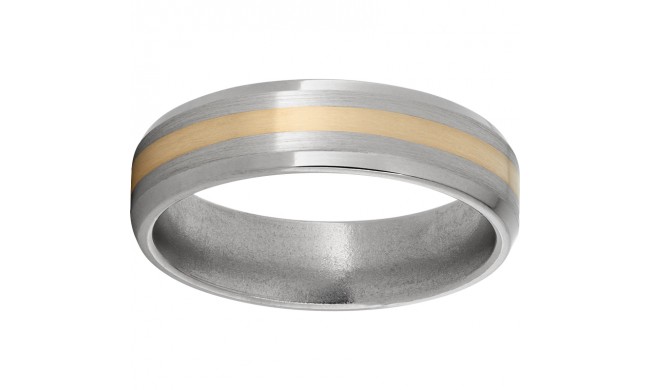 Titanium Beveled Edge Band with a 2mm 14K Yellow Gold Inlay and Satin Finish
