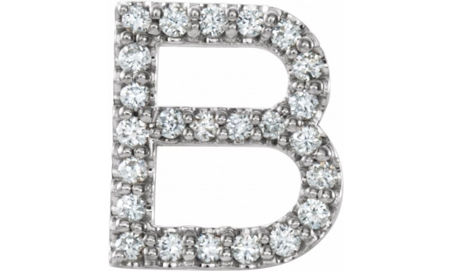 14K White 1/10 CTW Diamond Single Initial B Earring