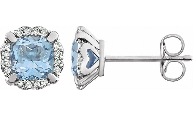 14K White Sky Blue Topaz & 1/10 CTW Diamond Earrings