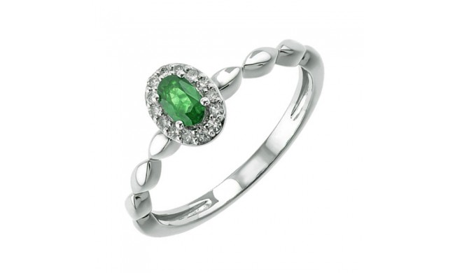 Gems One 10Kt White Gold Diamond (1/12Ctw) & Emerald (1/3 Ctw) Ring